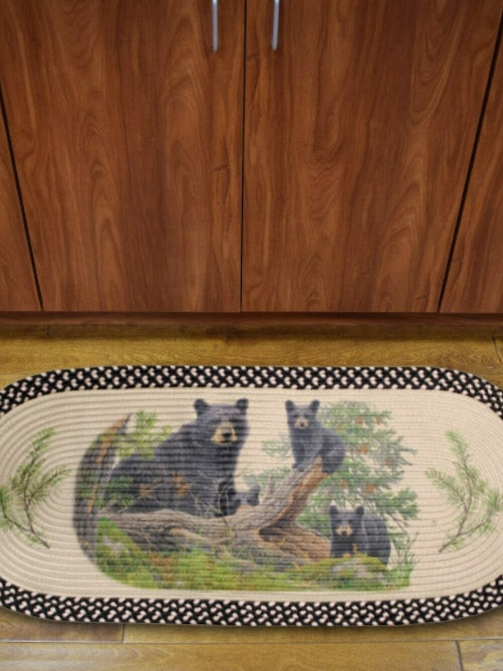 Bear wilderness  braided jute Rug 48 inch